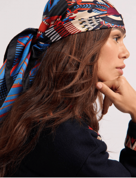 Foulard medium MACHU PICHU bleu WILD -  Boutique L’anana(s)