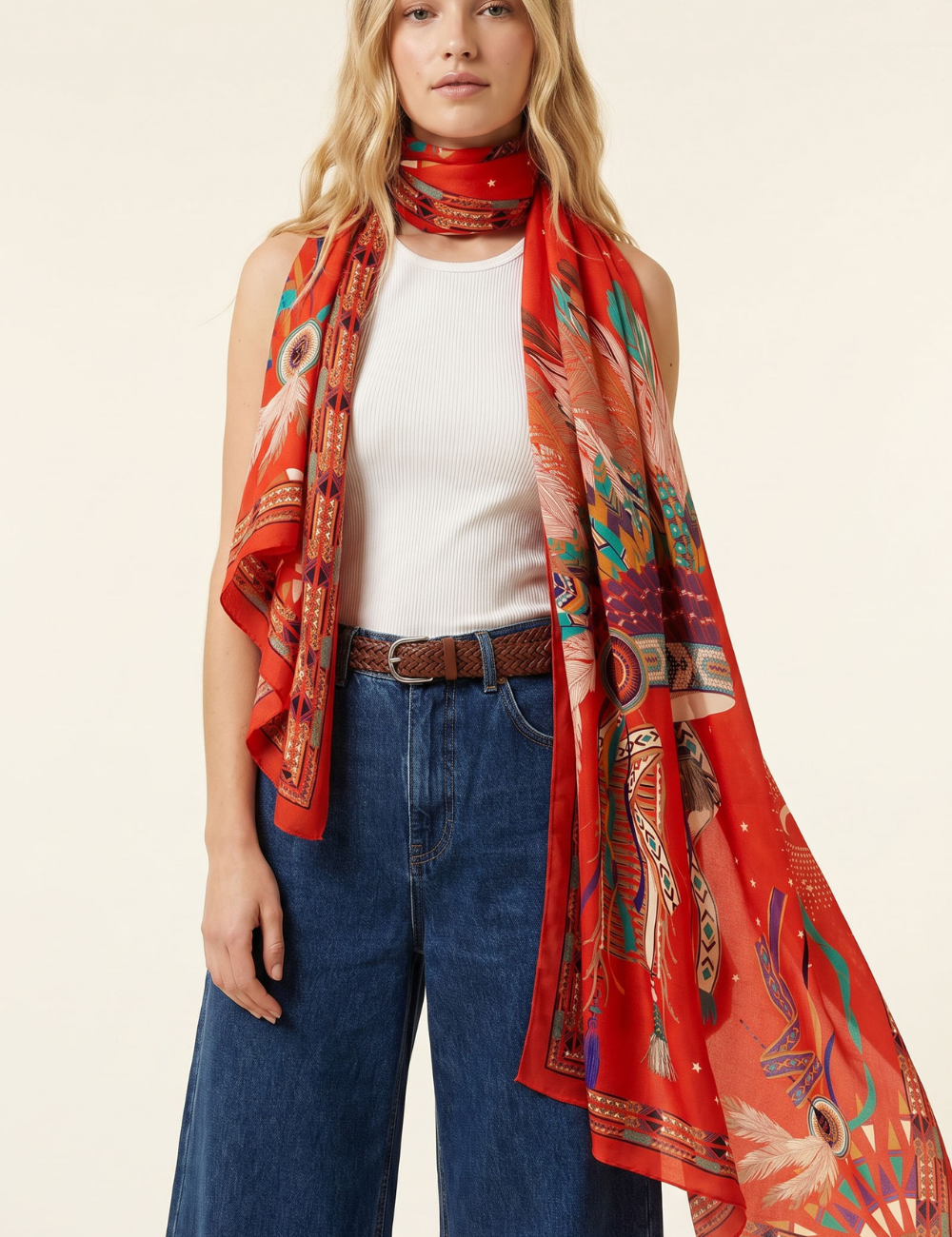 Foulard big ANEKO rouge WILD -  Boutique L’anana(s)