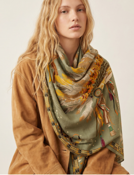 Foulard big ANEKO vert WILD -  Boutique L’anana(s)