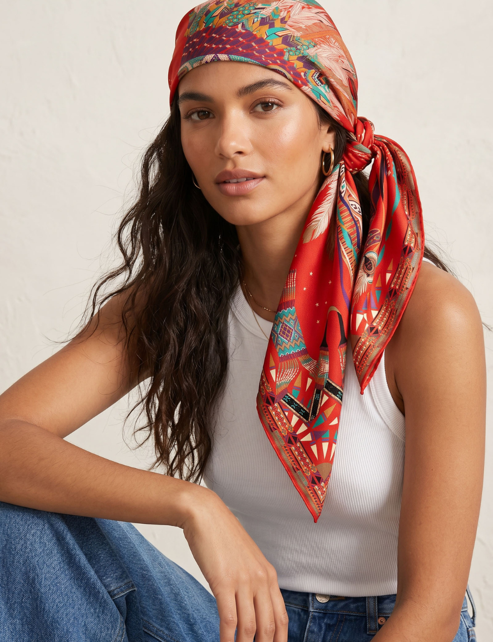 Foulard medium ANEKO rouge WILD  -  Boutique L’anana(s)