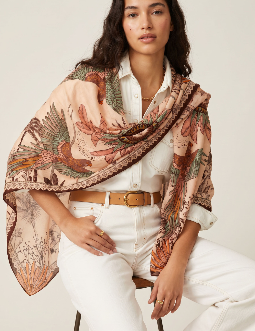 Big foulard BALOU rose WILD  -  Boutique L’anana(s)