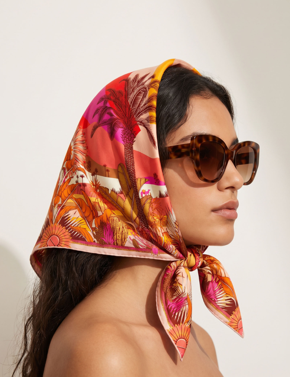 Foulard Medium CHALBI rose WILD  -  Boutique L’anana(s)