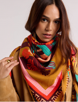 Big foulard CACTUS orange WILD -  Boutique L’anana(s)