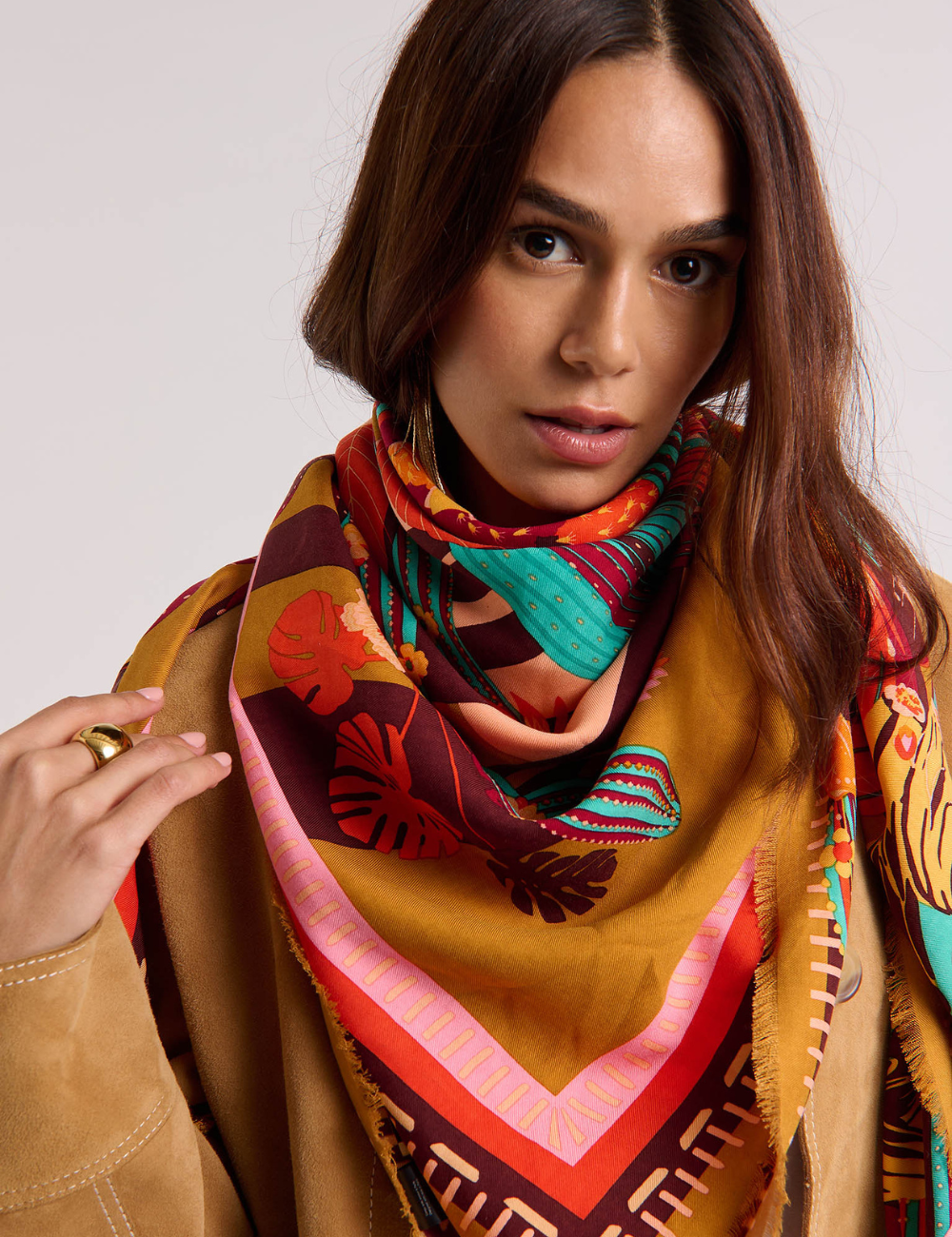 Big foulard CACTUS orange WILD -  Boutique L’anana(s)