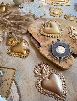 Coeur doré exvoto mexicain - Boutique l'ananas